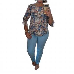 NEW N TOUCH women's three quarter long sleeve tee in blue